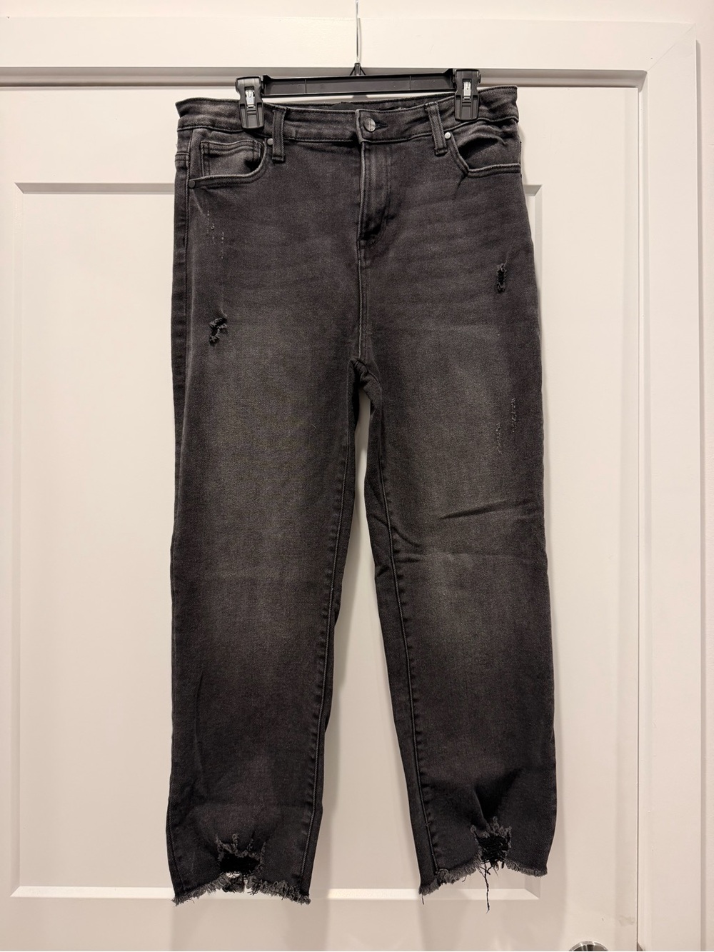 Kendall & Kylie Black Charcoal Distressed Straight Leg Jeans